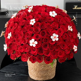 厦门鲜花同城配送速递花店送花上门生日表白订花99朵红玫瑰花束
