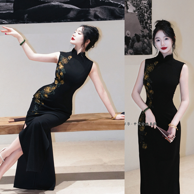 【尔尔古典美学】原创复古新中式刺绣旗袍【黄玫瑰】秋季修身