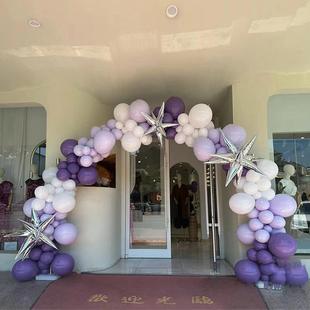 紫色系气球链拱门立柱商场店铺开业周年庆节日活动生日派对布置
