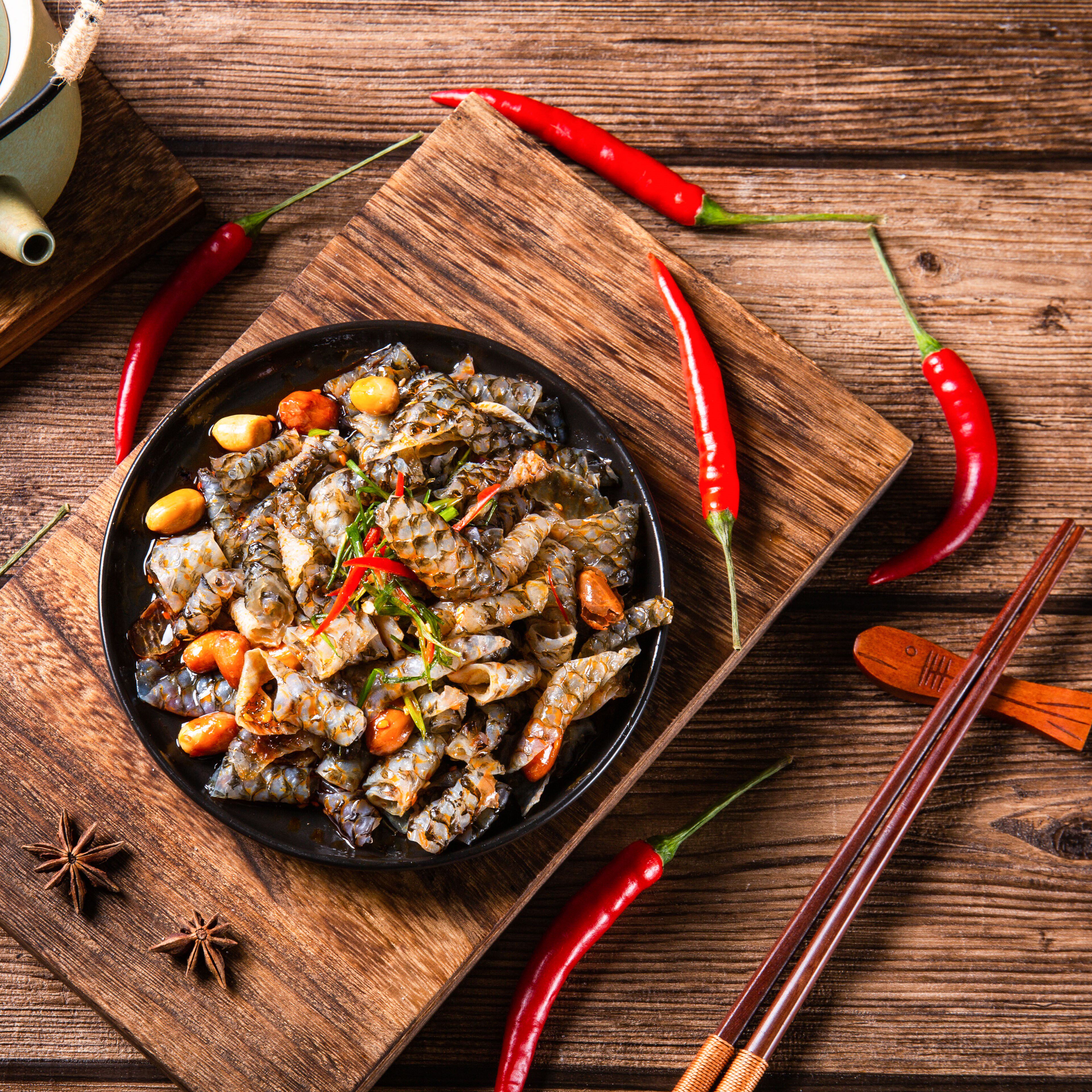 【多件优惠】小城肴凉拌鱼皮爽脆下酒菜附盐脆花生辣料包解冻即食