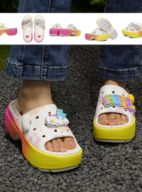 Crocs卡骆驰雪屋爱心熊凉鞋夏季户外女士休闲防滑沙滩拖鞋210108