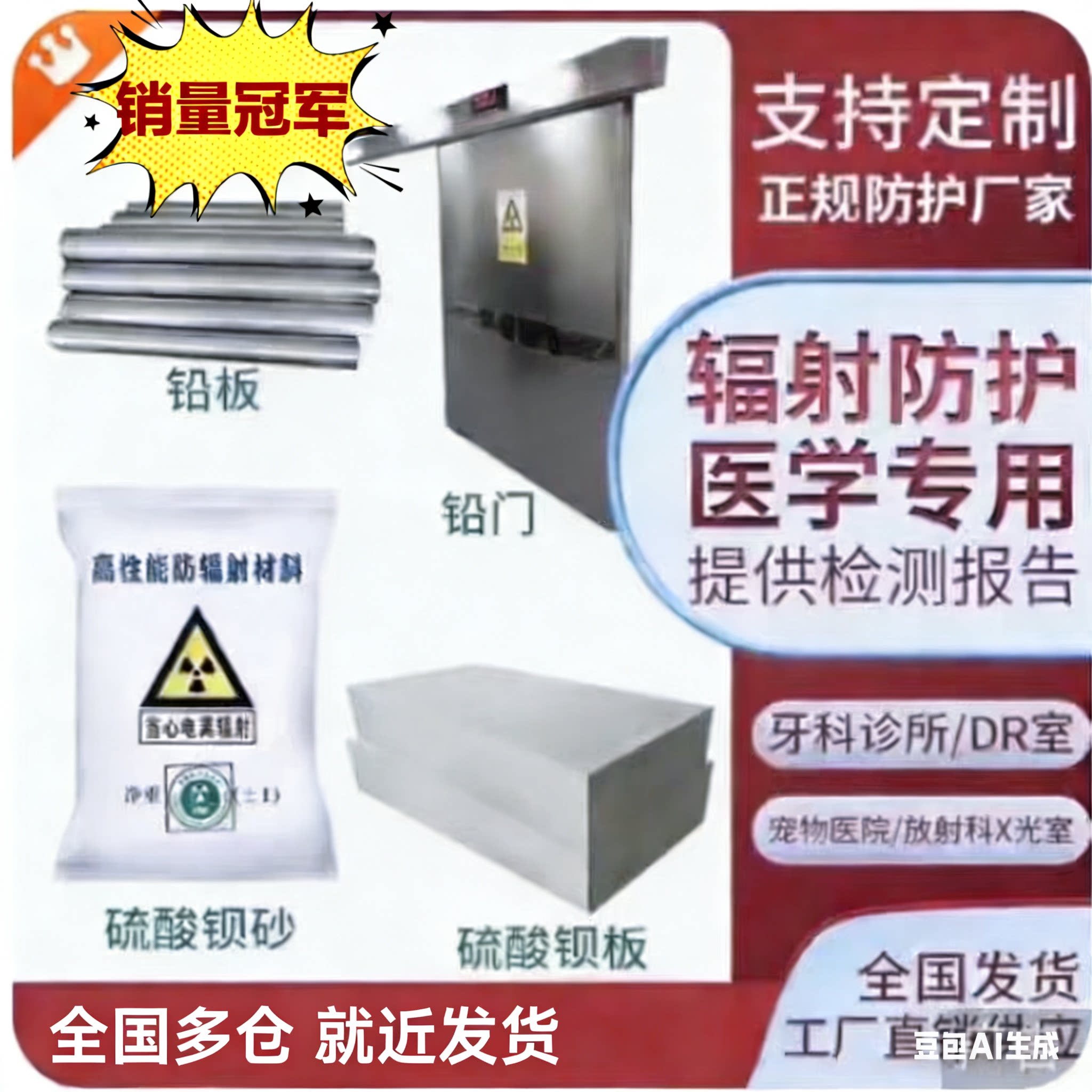 防辐射铅门硫酸钡砂硫酸钡板涂料口腔ct铅门铅房铅水泥硫酸钡粉