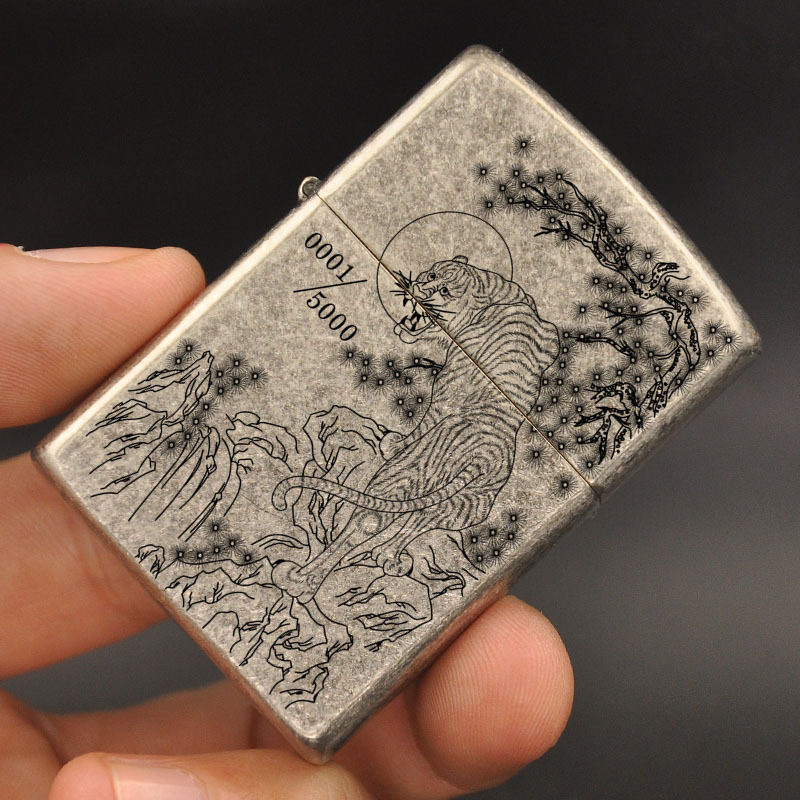 限量上山虎佐罗纯铜煤油防风创意打火机多色可选复古砂轮礼物定制