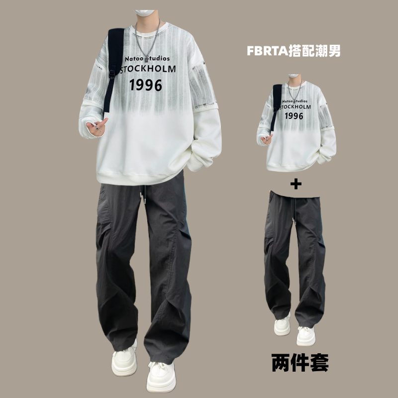 春秋男生卫衣套装宽松休闲运动服