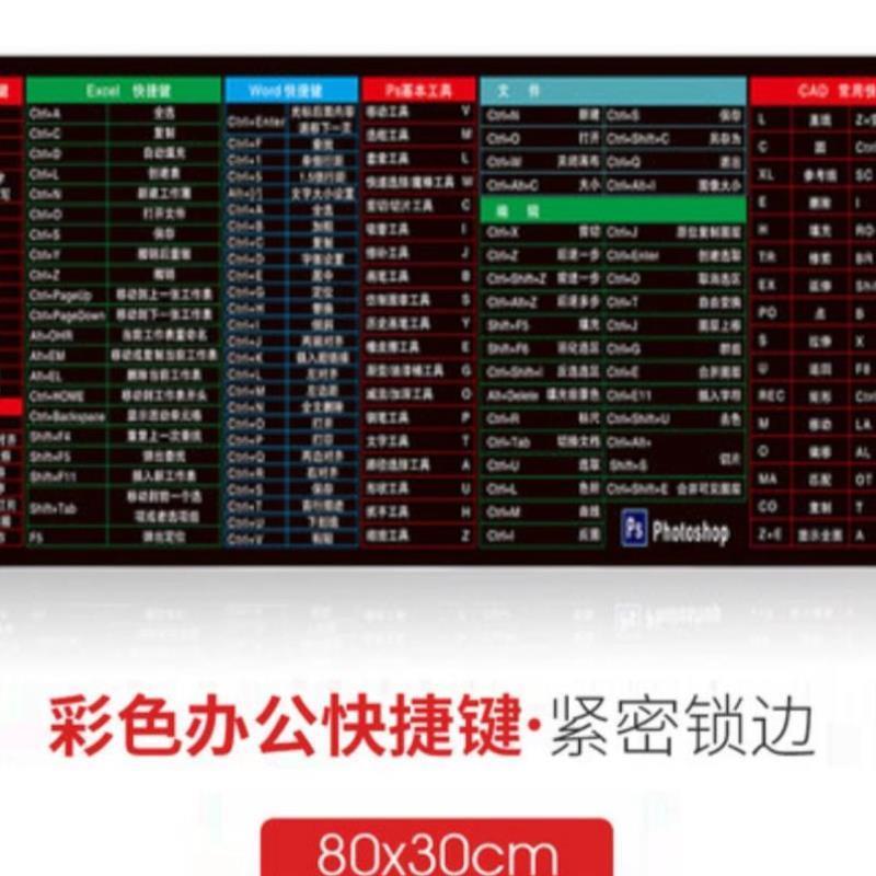 26个字母+Office常用快捷键组合鼠标垫 高清字体拼音学习打字电脑