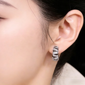 GSTV轻奢风耳夹女高级感银色金属耳环气质耳饰双面戴pierring无痛
