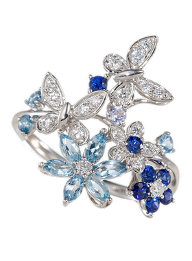 GSTV蓝宝PT950甜美天然宝石戒指