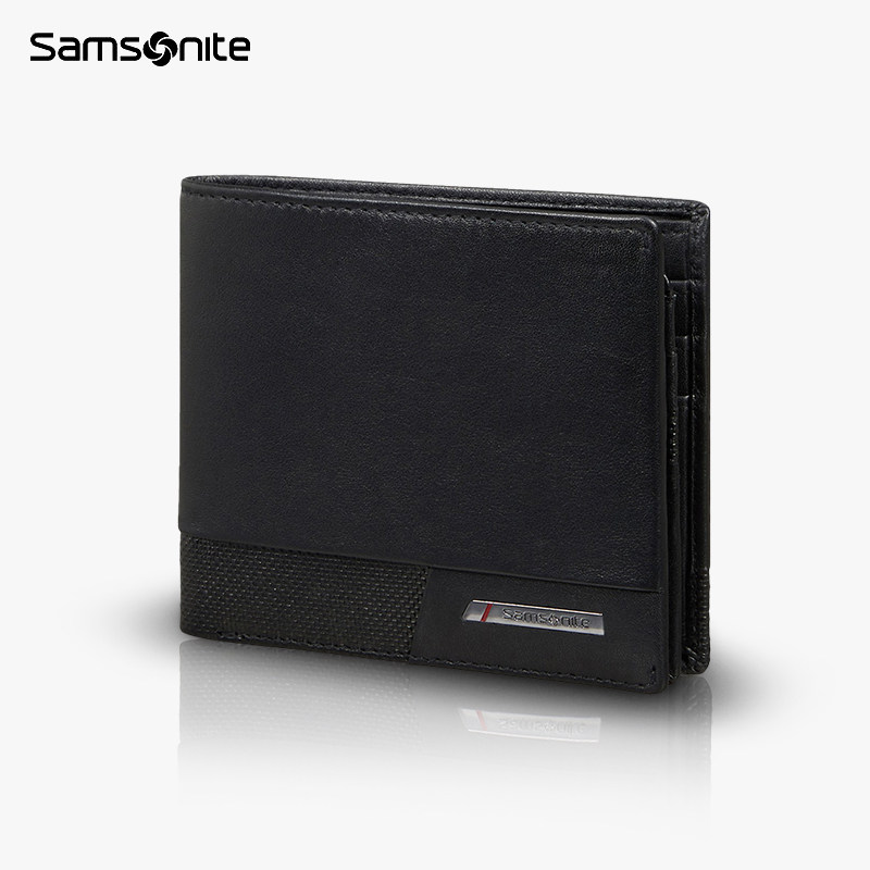 Samsonite新秀丽黑色牛皮双折钱包男商务便携多功能零钱包KK3,箱包皮具/热销女包/男包,双肩背包,淘宝优惠券,粉丝福利购,淘宝优惠卷