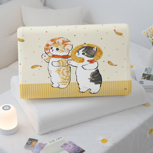 夏日新款可爱福猫乳胶枕儿童牛奶绒枕套30x50CM单人学生宿舍枕套