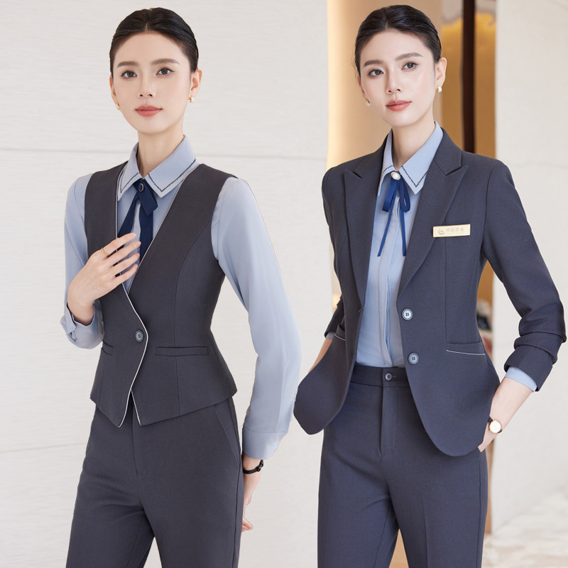 职业西服马甲套装女工装酒店经理前台医美物业珠宝店空姐工作服秋