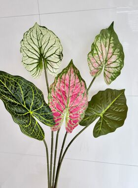 海芋叶仿真植物3D打印粉绿色海芋叶家居餐桌装饰插花造景假花配材
