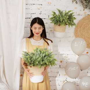 花饰 金钱叶植毛尤利加配草仿真婚假花庆装
