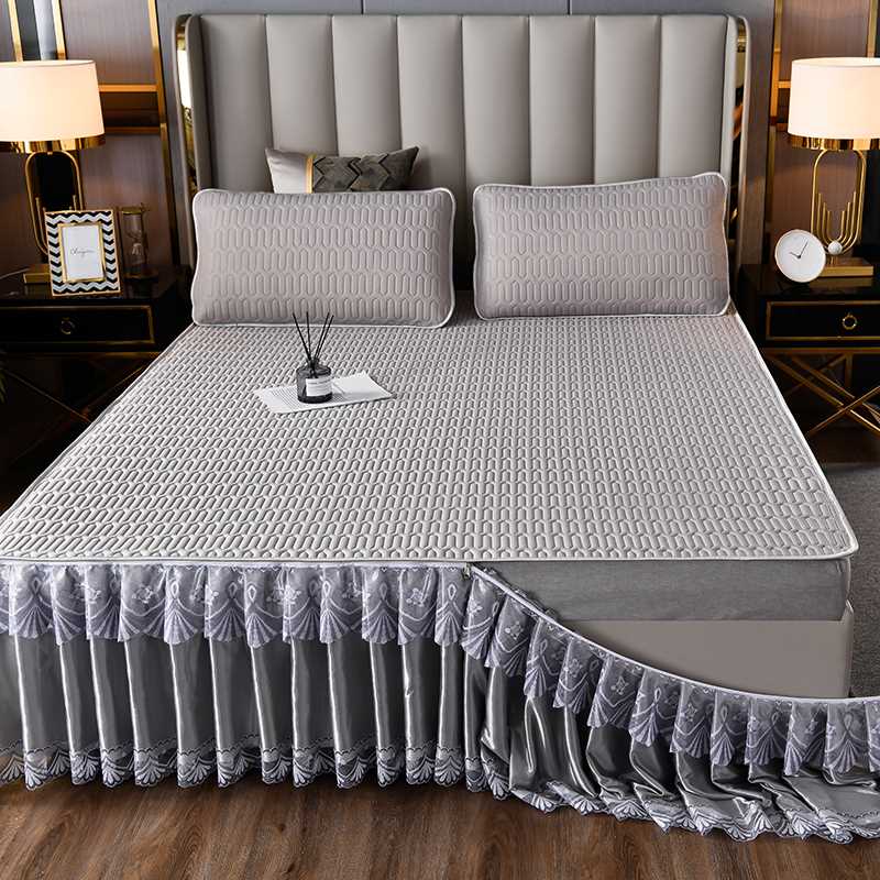 新款乳胶凉席床裙款可拆卸软凉席三件套1.8米床可机洗冰丝空调席