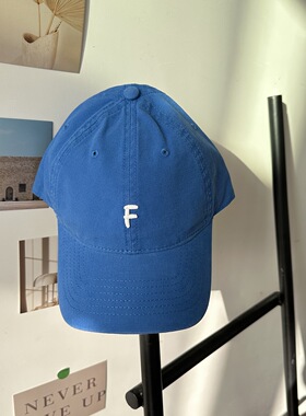 高品质纯棉F标刺绣蓝色棒球帽女
