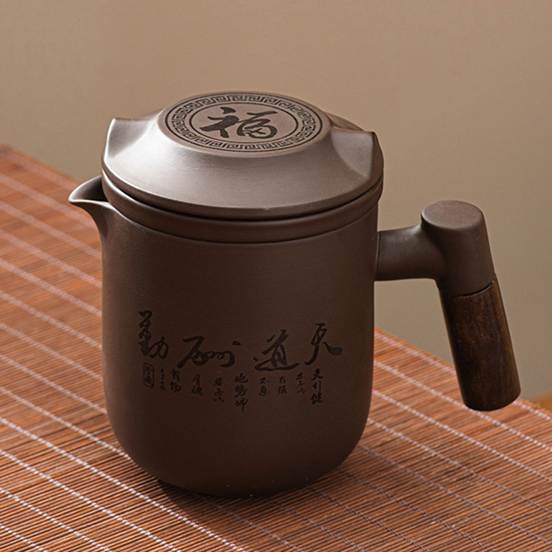 覆古紫砂茶壶茶水分离过滤网盖碗茶杯个人专用家用办公泡茶器高档