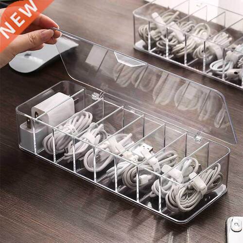 Cable Storage Box Transparent Plastic Data Line Storage Con