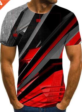 Casual Men's T-Shirts Men's 3D Plaid ops Daily Casual Short-