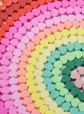 Colour 10mm Love Heart Shape Clay Spacer Beads Polymer Clay