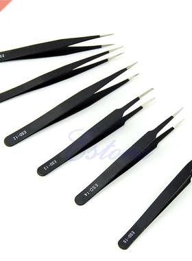 6Pcs Resists Corrosion Safe Anti-static Tweezers Maintenance