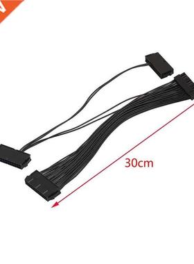 Three Dual PSU Extension Cable Adapter ATX 24Pin Power Suppl