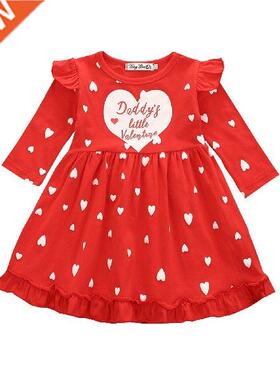 Dad's Little Valentine Baby Girls Dress Long Sleeve