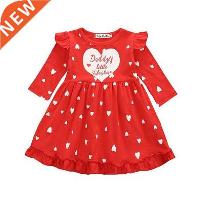 Dad's Little Valentine Baby Girls Dress Long Sleeve