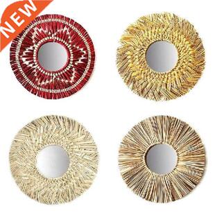 Rattan Plaited Seaweed Art Makeup Mirror Nordic Style Wall