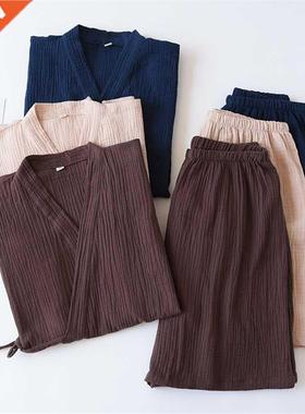 Japanese Style Men Summer New Cotton Pajamas Sets ort Slee