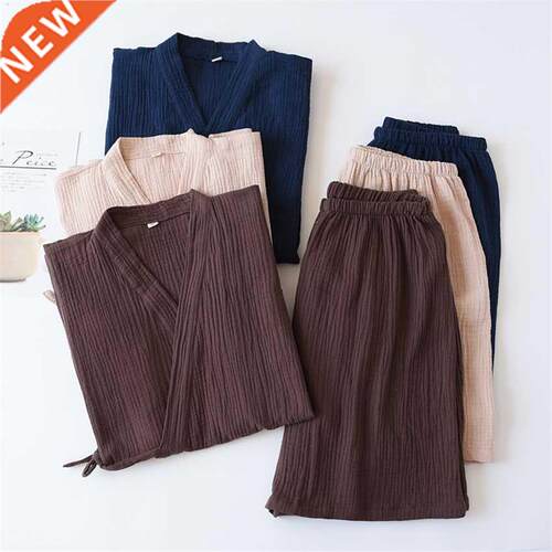 Japanese Style Men Summer New Cotton Pajamas Sets ort Slee