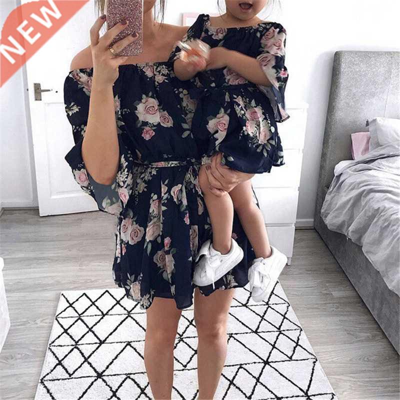M Daughter Dress Family Matching Outfits Off Shoulder F图片