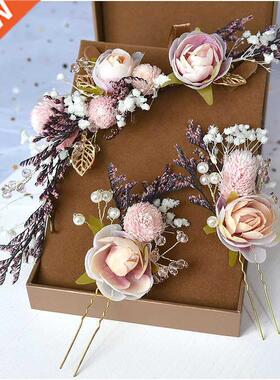 Bride Mori Headdress Dry Lace princess flower Hair Pinch Set