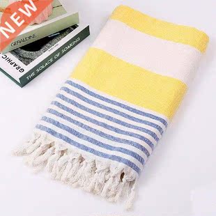 Cotton Striped Tassel Breathable Bath Towel Beach Blanket