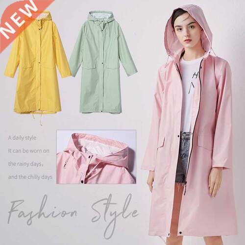 Women New Stylish Long Raincoat Waterproof Rain Jacket with