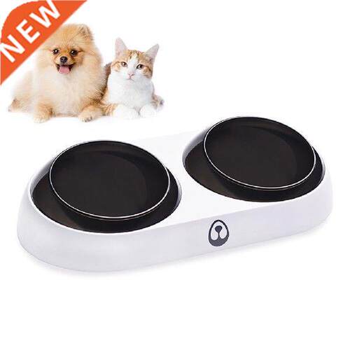 Solid Color Pet Bowls Water Food Dual-Use Double Bowl Pet