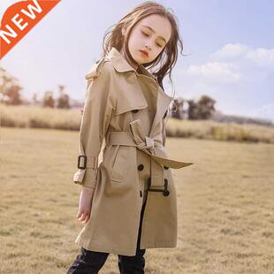 3-14Y Teen Girls Long rench Coats 2022 New Fashion England S