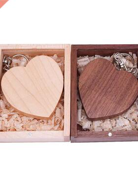Walnut Wooden Love Heart USB + BOX USB Flash Drive 2.0 Pendr