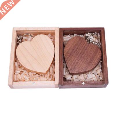 Walnut Wooden Love Heart USB + BOX USB Flash Drive 2.0 Pendr