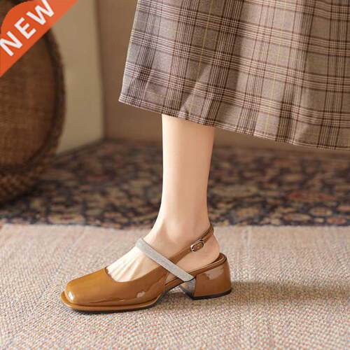 Diamond Women's Sandals Thick Heel Square Head Classic Femal