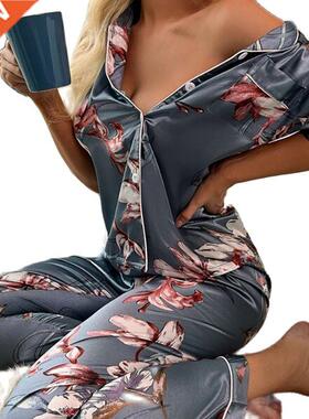 Pyjama Femme 2 piece set Women's Short Sleeve Pajamas Summer