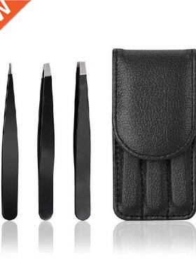 3Pcs Eyebrow Tweezers Set Stainless Steel Point Tip/Slant