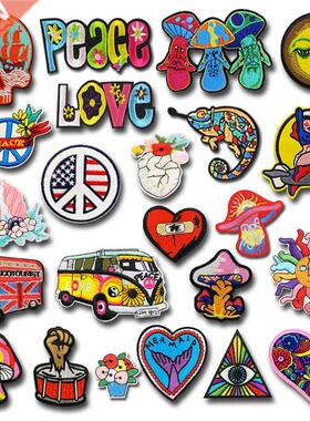 1PCS/peace sign skull Embroidery Patches for Clothing Appliq