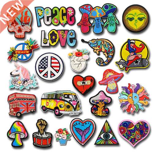 1PCS/peace sign skull Embroidery Patches for Clothing Appliq