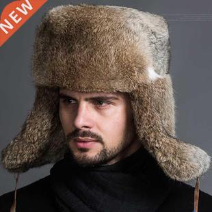 Winter Men Bomber Hat Warm Thicken Faux Fur Earflap Russian