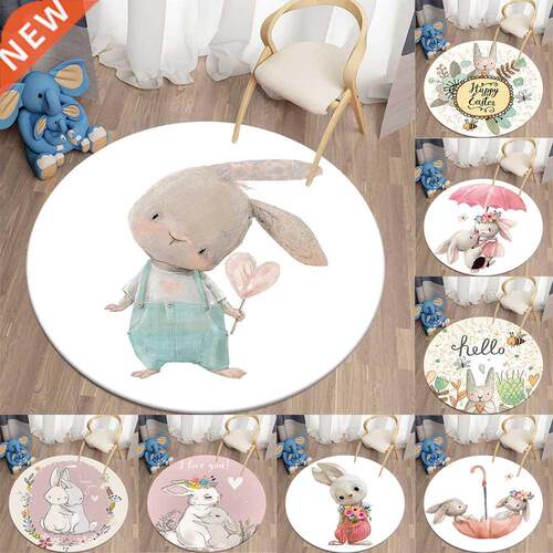 Decorative Carpet Cartoon Bunny Printed Area Rugs Round Carp