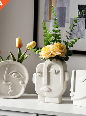 Nordic Decor Creative Art Face Shape Porcelain Flower Vase H