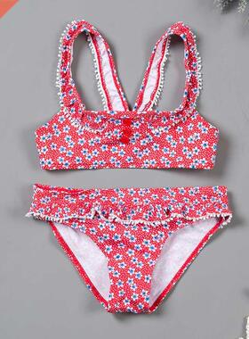 Girls Floral Bikini Swimsuit Set 2021 Children Girls 2-Piece