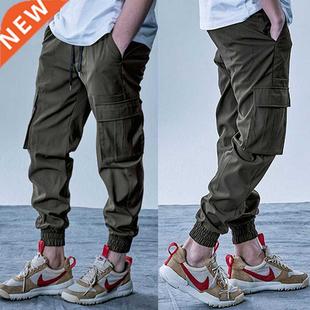 Mens Cargo Pants Elastic Multiple Pocket Military Male Trous