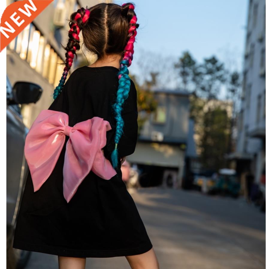 Ins 2022 Summer New Dress Baby Girl Short Sleeve Big Bow T-s图片