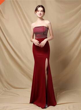 evening dress欧美宫廷风长款显瘦年会宴会派对婚纱晚会礼服裙女