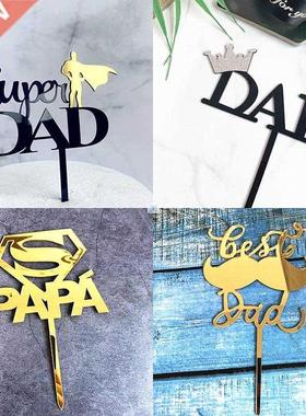 Acrylic Super Dad Cake Topper Happy Father's Day Cake